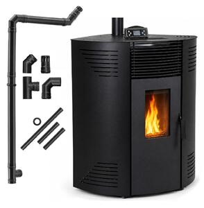 Stufa a pellet DYLAN 10,6 kW angolare fino a 120 m² con WiFi, telecomando e serbatoio da 18 kg