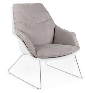 Poltrona Imbottita con struttura in Polipropilene e base in metallo circolare MOD GRACE dimensioni 74x85,5x h 86cm - peso 11,5 kg seduta sfoderabile e lavabile Grigio Chiaro