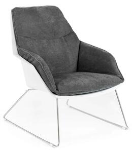 Poltrona Imbottita con struttura in Polipropilene e base in metallo circolare MOD GRACE dimensioni 74x85,5x h 86cm - peso 11,5 kg seduta sfoderabile e lavabile Grigio Scuro