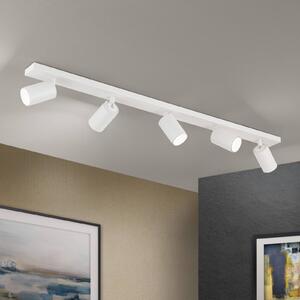 ORION Faretto da soffitto Sean, bianco, 5 luci, alluminio, GU10 dimmerabile, Bianco / Opale, Corridoio, Metallo, Moderno, Faretto