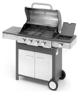 Ompagrill Barbecue a gas Indianapolis 5/B, con 4 bruciatori in acciaio inossidabile, fornello laterale e griglia in ghisa smaltata, dimensioni 133x58 cm