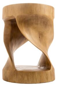 Sgabello intagliato da un unico blocco di legno di SUAR Twister Sgabello Dimensioni � 34,5x h 48 cm e struttura rotonda