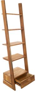 Scala porta tutto con 5 ripiani e cassetto di base in Teak naturale di recupero trattato Dimensioni 50x40x h 180 cm Comoda Legno