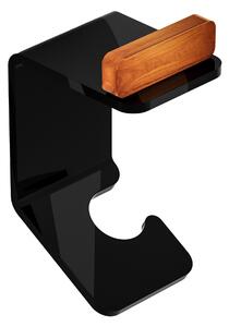Appendino, porta Accappatoi e Asciugamani in plexiglass e Teak fissaggio con adesivo ad alta tenuta 3M BRIGHT Dimensioni 9x8,5x h 8,5 cm stile moderno Nero