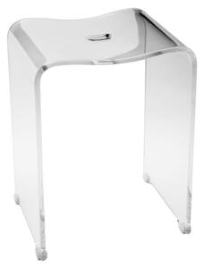 Sgabello in Cristallo Acrilico con maniglia e seduta ergonomica Ghost Dimensioni 33x27,5 x h48 cm Uno sgabello superleggero ergonomico colore trasparente