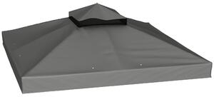 Outsunny Copertura per Gazebo da Giardino 3x3m UPF30+ a 2 Livelli in Poliestere Grigio Scuro | Aosom Italy
