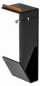 Porta rotolo/ porta riviste da parete in plexiglass BRIGHT Dimensioni 20x18xh 55 cm colore trasparente con inserti in Teak nero Trasparente