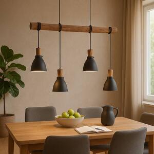 Lampada a sospensione Trebale Lindby, dimmerabile, Nero, Soggiorno / Sala da pranzo, Metallo, Scandinavo, Lampada a sospensione