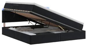 Letto a castello con contenitore LED vidaXL con materasso, nero, 140 x 190 cm, velluto