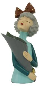 Statuina Donna in Resina portafiori blu cm 16,5x12xh32