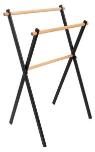Porta asciugamani in metallo satinato e legno naturale Mit Compasso Dimensioni 59x43x h86 cm fatto a mano