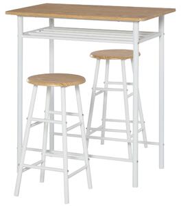 Set Tavolo Alto 80x50x90 cm e 2 Sgabelli Bianco