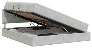 Letto a castello con contenitore LED vidaXL con materasso, grigio chiaro, 180 x 200 cm, velluto