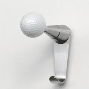 Appendiabiti da parete in acciaio inossidabile GOLF + dimensioni 4,5x10x h 10,5 Cm Pomello con Pallina da Golf Vera colore bianco