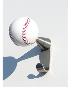 Appendiabiti da parete in acciaio inossidabile BASEBALL + dimensioni 7,5x11,5x h 13,5 Cm Pomello con Pallina da Baseball Finitura Inox Lucido