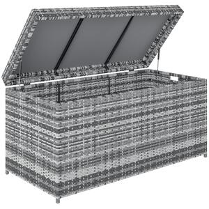 Outsunny Cassapanca in rattan 380 L impermeabile con coperchio spazio di stoccaggio resistente ai raggi UV 130 x 61 x 65 cm Grigio scuro | Aosom Italy