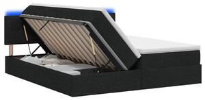 Letto a castello con contenitore LED vidaXL con materasso, nero, 180 x 200 cm, tessuto