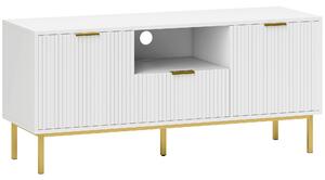 HOMCOM Mobile TV, mobile porta TV per televisori da 101,6 cm con 2 ante a chiusura ammortizzata, cassetto e vano aperto, 120x39x54cm, bianco | Aosom Italy