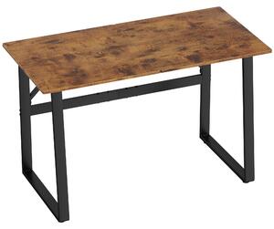 Scrivania per Camera Stile Industriale 120x60x76 cm con Angoli Arrotondati in Legno e Acciaio Nero e Marrone
