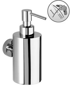 Dispenser Porta sapone Liquido con Pompetta da Appendere TECNA Dimensioni 6,5x10x h 16.5 cm stile contemporaneo ad Incollo Cromato Inox Lucido