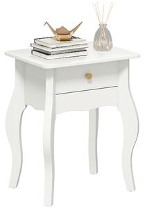 HOMCOM Tavolino da Salotto con Cassetto in Stile Francese con Gambe Curve, 45x35x55 cm, Bianco | Aosom Italy