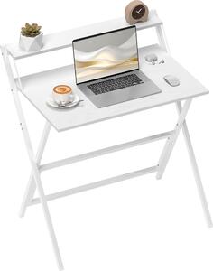 Scrivania Pieghevole 81,5x62x86,5 cm con Ripiano per Monitor Bianco