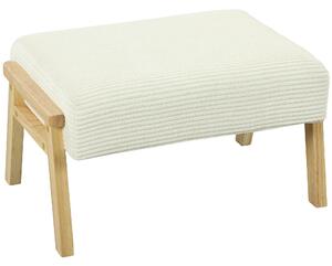 HOMCOM Pouf Poggiapiedi con Morbido Cuscino Seduta Gambe in Legno Pouf in Corda Bianco Crema | Aosom Italy