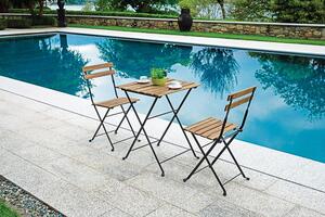 Set Tavolo e 2 Sedie da Giardino Pieghevoli Bistrò in Ferro e Legno di Acacia