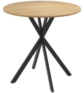 HOMCOM Tavolo da Pranzo Rotondo Stile Industriale con Gambe a Croce in Acciaio, Ø80x75 cm, Colore Quercia | Aosom Italy