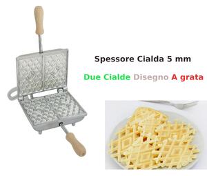Biscottiera elettrica Rettangolare per la classica ferratella abruzzese Profonda 2 Posti Dimensioni 20x19x h 11 cm 600 Watt 3,0 kg Spessore cialda mm 5.0