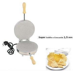 Biscottiera elettrica tonda sottile Quadretti Piccoli 23,5x19x h 11 cm 600 Watt 3,0 kg Spessore cialda mm 1,50 cialda tonda, sottile e croccante