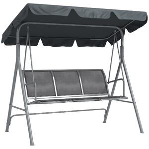 Outsunny Dondolo da Giardino a 3 Posti in Metallo con Tetto Parasole Rimovibile, 171x108x154 cm, Grigio scuro | Aosom Italy