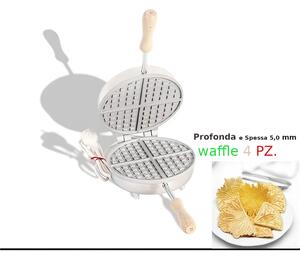 Biscottiera elettrica tonda Biscottiera tonda waffle 4 PZ, friabili e croccanti 23,5x19x h 11 cm 600 Watt 3,0 kg Spessore cialda mm 5,0 cialda tonda, sottile e croccante
