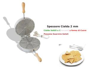 Biscottiera elettrica tonda sottile 8 cuori Idele per Guarnire gelati Dimensioni 23,5x19x h 11 cm 600 Watt 3,0 kg Spessore cialda mm 20 cialda tonda, sottile e croccante