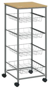 Homcom Carrello da Cucina con Cesti Estraibili in Acciaio e Ruote, 36.5x36.5x89cm|Aosom