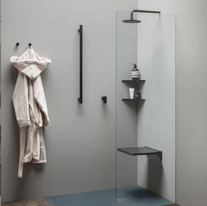 Sedile ribaltabile per doccia in Alluminio isolato elettricamente Ribaltabile Dimensioni 40x40xh 90 cm - Portata: kg. 150 colore nero opaco