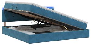 Letto a castello con contenitore LED vidaXL con materasso, blu scuro, 200 x 200 cm, velluto