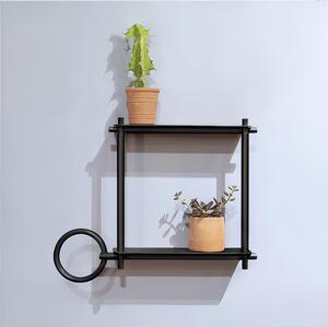 Porta salviette rotondo con due mensole da 40 cm Dimensioni 550 x 447 x 100 mm Linea BUCK Nero opaco RAL 9011