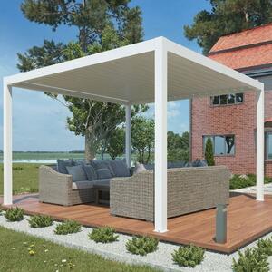 VivaGarden Pergola Bioclimatica da Esterno in Alluminio Copertura a Lamelle Orientabili Dimensioni 4x4 mt colore Bianco