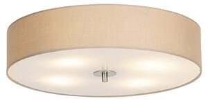 QAZQA - Plafoniera Modern Country I plafoniera I lampada I lampada beige 50 cm - Tamburo con paralumeI 4 luci I soggiorno I camera da letto - tessuto rotondo - LED adatto E27