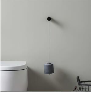 Porta rotolo in MDF Verniciato con filo in acciaio inox intrecciato, lunghezza massima 600 mm colore cilindro Nero