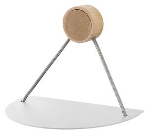 Mensola da Muro singola in Alluminio con cilindro in legno Bianco Dimensioni 22x14x h 36 cm Linea RING Bianco opaco RAL 9011