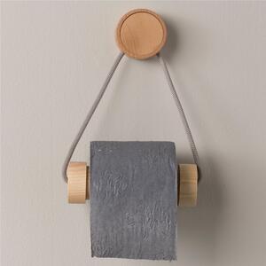 Portarotolo di carta igienica fissaggio a Muro con cilindro in legno Rovere dimensioni 14,2x h15,5 cm Linea RING Faggio Naturale