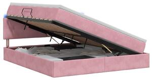 Letto a castello con contenitore LED vidaXL con materasso, rosa, 140 x 200 cm, in velluto