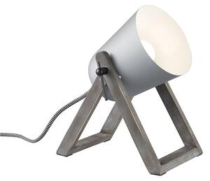 Lampada tavolo da Interno E27 in Legno naturale Grigio