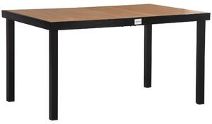 Tavolo da Giardino 140x90x74 cm in Alluminio e Plastica Nero e Color Legno