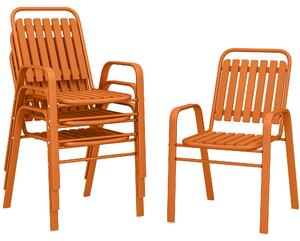 Set 4 Sedie da Giardino 56x66x91 cm Impilabili in Acciaio e PPArancione