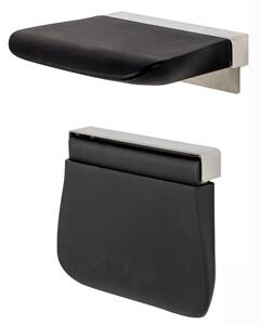 Sgabello Sedile Doccia Tecnologico in poliuretano Ribaltabile 41,6x30,6xh 5 cm - Portata: kg. 150 in poliuretano Morbido Colore Nero