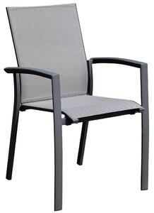 Sedia da Giardino con Braccioli in Alluminio e Textilene Antracite e Grigio Chiaro