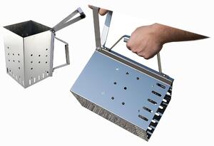 Ciminiera Accendi Carbonella in Acciaio per Barbecue a Carbone Gris� Dimensione 21x21x 31 cm forma quadrata colore cromo